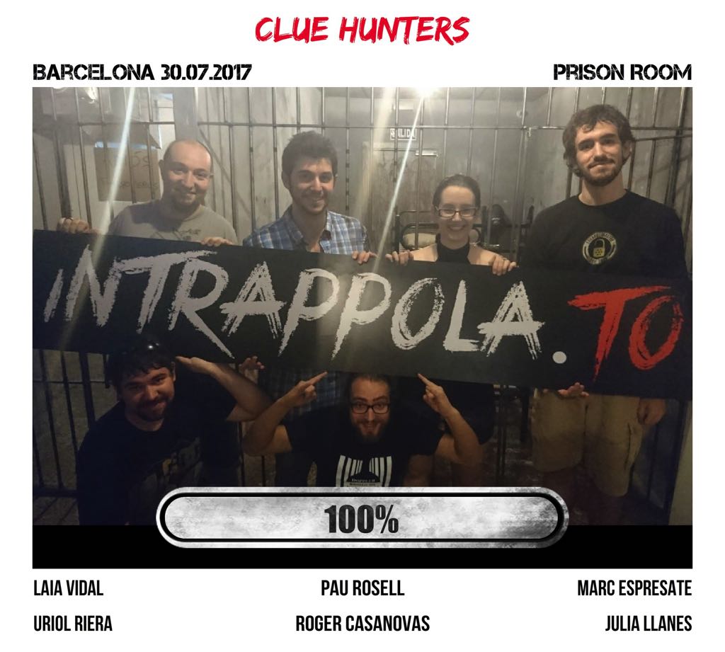 Il gruppo Clue Hunters è fuggito dalla nostra escape room Prison Room