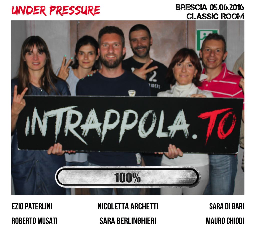 Il gruppo UNDER PRESSURE è fuggito dalla nostra escape room Classic Room