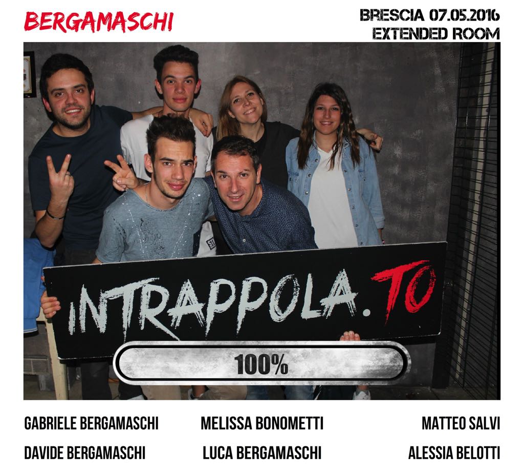 Il gruppo Bergamaschi è fuggito dalla nostra escape room Extended Room