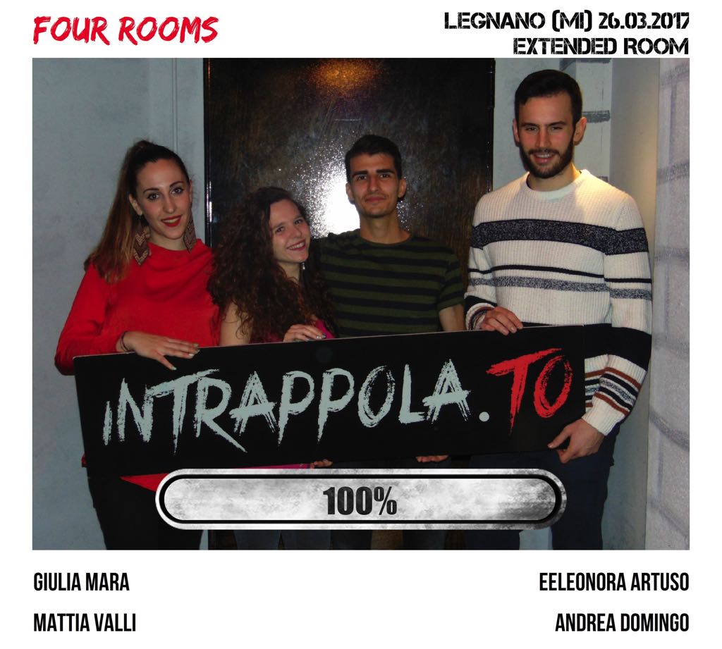 Il gruppo four rooms è fuggito dalla nostra escape room Extended Room