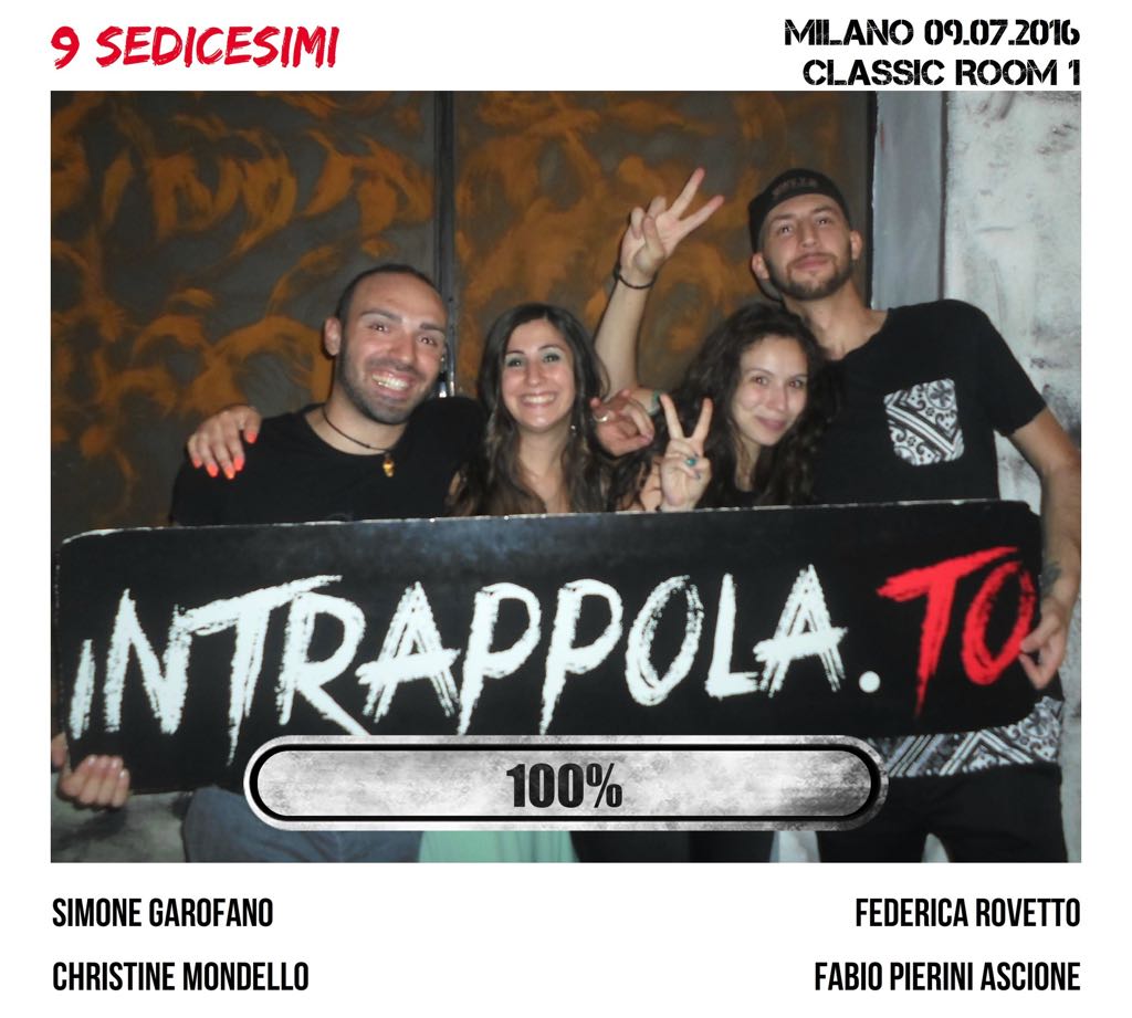 Il gruppo 9 Sedicesimi è fuggito dalla nostra escape room Classic Room