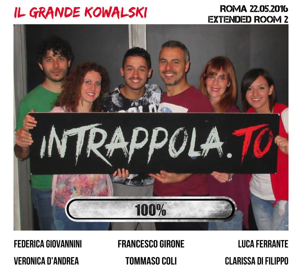 Il gruppo Il Grande Kowalski è fuggito dalla nostra escape room Extended Room