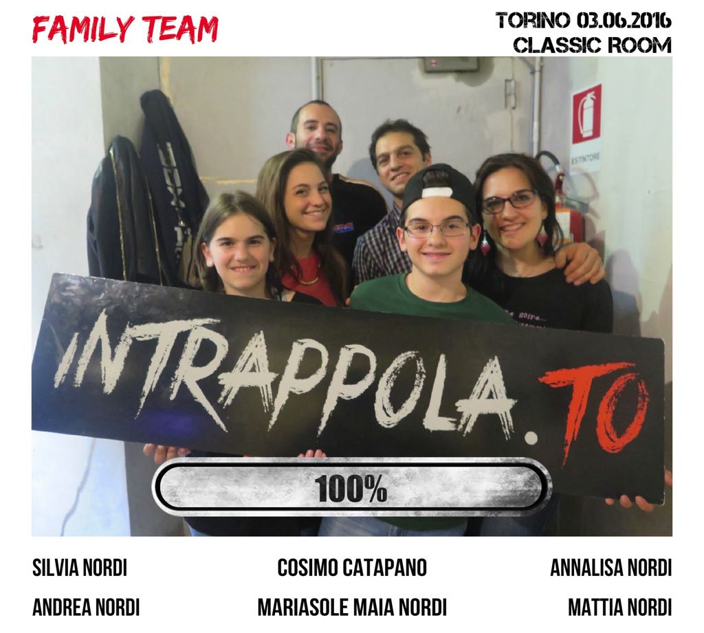 Il gruppo family team è fuggito dalla nostra escape room Classic Room
