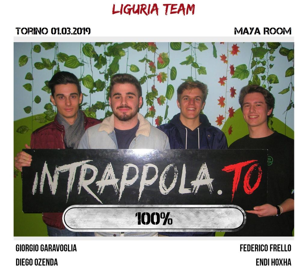 Il gruppo Liguria Team è fuggito dalla nostra escape room Maya Room