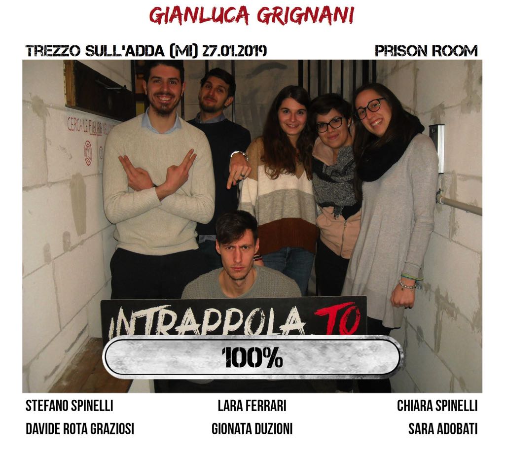 Il gruppo Gianluca Grignani è fuggito dalla nostra escape room Prison Room