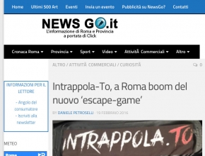 News Go - Intrappola.to, a Roma boom del nuovo escape game
