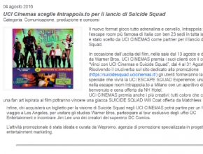 Media Key - UCI Cinemas sceglie Intrappola.to per il lancio di Suicide Squad