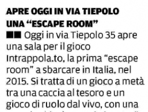 Il Mattino di Padova - Apre oggi in via Tiepolo una escape room!